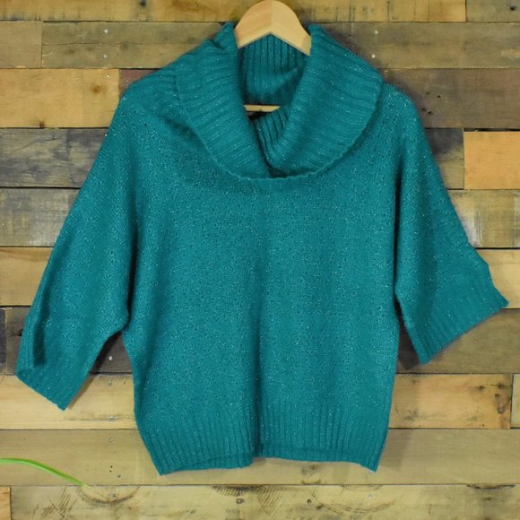 Notations Sweaters - Notations Cowl Neck Crop Top Sweater